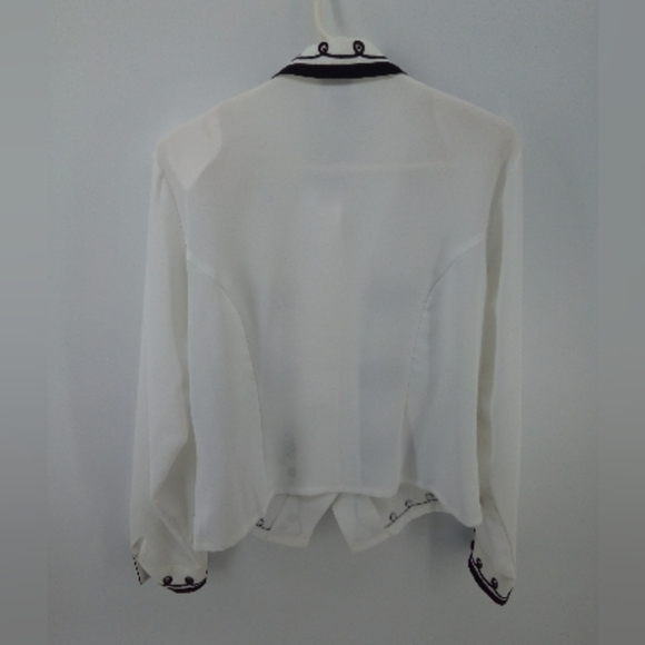 Vintage Beaded Black White Formal Blouse Shoulder Pads Tess 14 - Picture 9 of 9